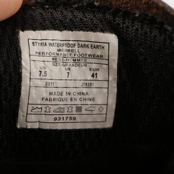 Merrell Mens Styria Boots Size 7.5 Waterproof Brown Leather Lace Up Outdoor Work - Picture 16 of 16